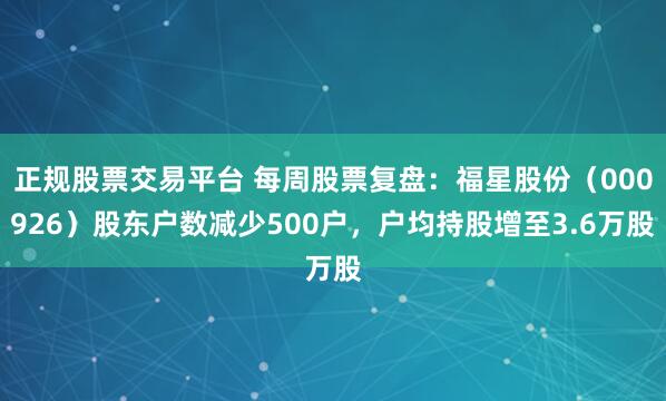 正规股票交易平台 每周股票复盘：福星股份（000926）股东户数减少500户，户均持股增至3.6万股