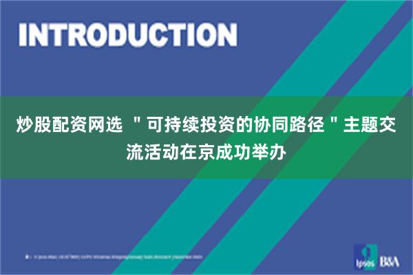 炒股配资网选 ＂可持续投资的协同路径＂主题交流活动在京成功举办